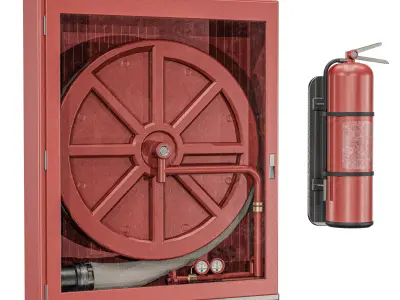 Wall Mounted Fire Hose  Low-poly 3D model