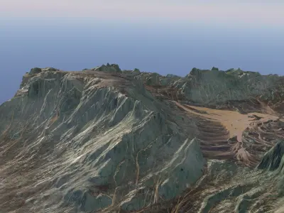 Mountain with sediment flow 3D model