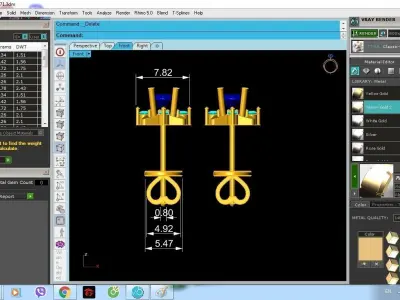 Modern Vertical Cluster Stud Earrings Jewelry Design 1379 3D print model