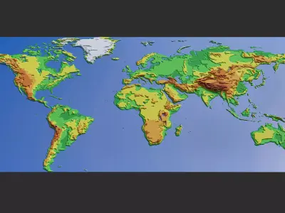 Topographic map of the world 3D model