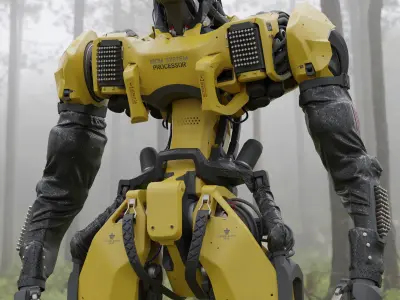 Robot Droid Unreal Unity Low-poly 3D model