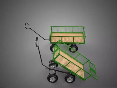 TIPPING MESH NET TROLLEY CART WAGON TRAILER WHEEL BARROW UTILITY 3D model