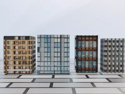 Modern City Buildings Pack Low-poly 3D model