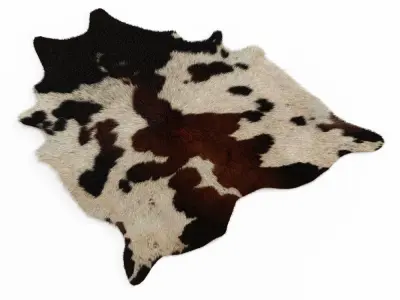 Black and Brown Spotted Cowhide Rug 3D model