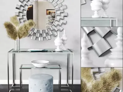 Arielle Tiered Wall Mirror and Anta Gold Console Table 3D model