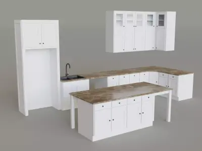 Kitchen Countertop Set Low-poly 3D model