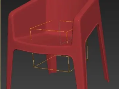 plastic chair with armrests for public places and cityscapes 3D model