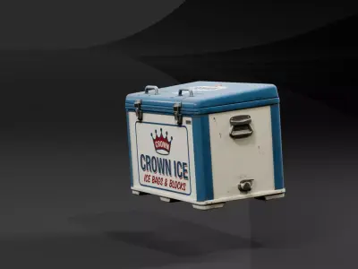 Vintage Commercial Ice Cooler Box Low-poly 3D model