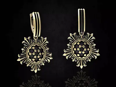 Sun earrings 3D print model