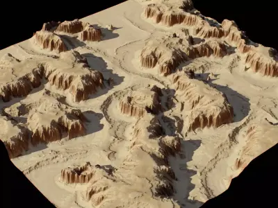 Realistic PBR Sandy Canyon 3D Terrain Environment Low-poly 3D model