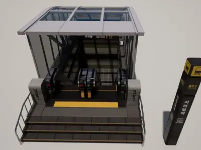 Korean Underground Metro Entrance 01 Low-poly 3D model