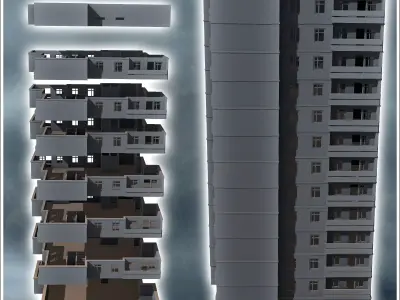 Modular set of modern multi-storey concrete buildings 5 - Modern 3D print model
