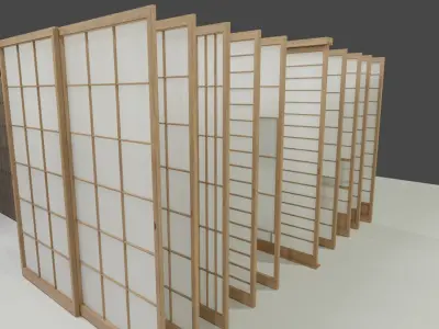 35 sets of Japanese traditional sliding doors and extras 3D model