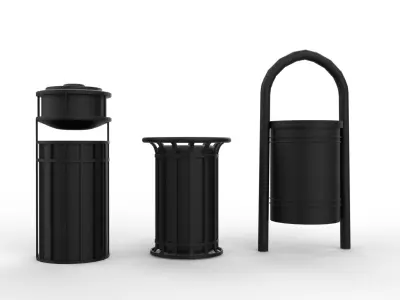 Street trash can Low-poly 3D model shop