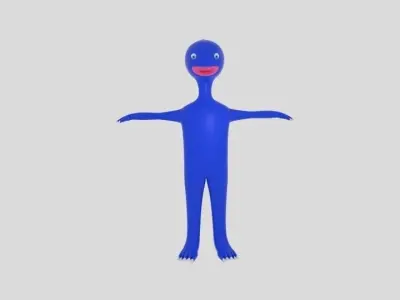 Blue Head Alien Low-poly 3D model
