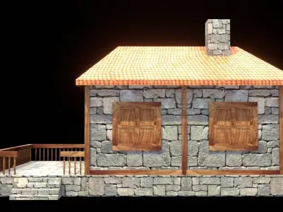 medieval house low poly village town residential game ready 39 Low-poly 3D model