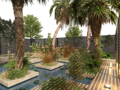 Arabic desert oasis garden - Waha 3D model