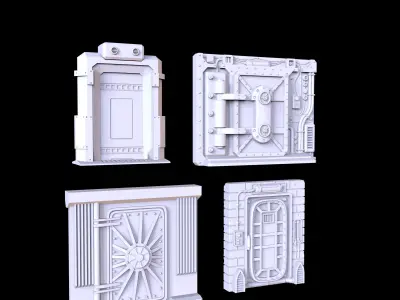PACK 4 SCI FI DOORS - PRINTABLE 3D MODEL 3D print model
