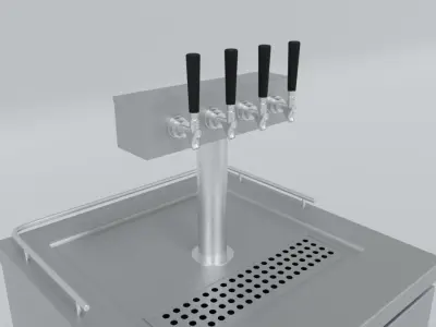 4-Tap Kegerator Beer Fridge 3D model