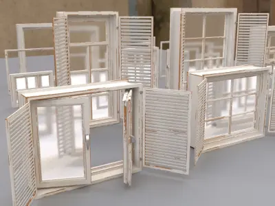 Standard Modular Windows Low-poly 3D model