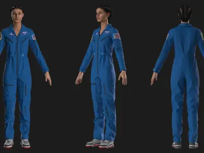 Female Astronaut Flight Suit Marvelous Designer Clo 3D project 3D model