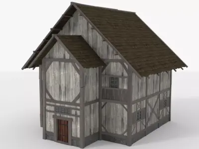 Wooden House Low-poly 3D model get