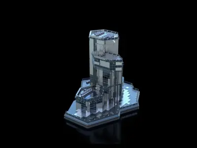 Futuristic Future Modern City Building Skyscraper 21 3D model