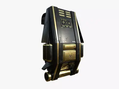 SciFi Backpack F03 Black Gold - Fashion Character Design Low-poly 3D model