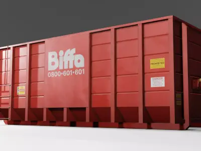 Low Poly Biffa Waste Container Big Low-poly 3D model