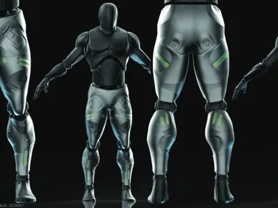 IMM 20 Scifi Legs KitBash with Uvs - Plus LP HP 3D model