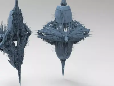 Sci fi Locust orb halved Low-poly 3D model