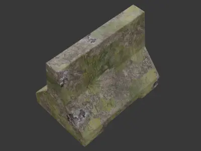 damaged concrete traffic barrier 3D model