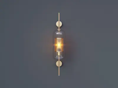Brass Glass Wall Sconce 3D model