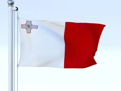 Animated Malta Flag Low-poly 3D model