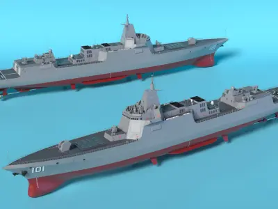  NAVY TYPE 055 Destroyer with Harbin Z-9WZ Helicopter 