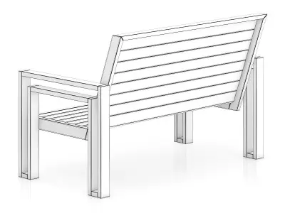 Wooden Bench 3D model buy