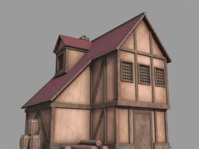 Medieval inn Low-poly 3D model get
