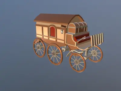 Medieval Trade Wagon Low-poly 3D model