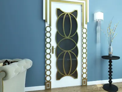 DOOR- MODERN-HANDLE-WALL -LIGHT-SOFA-TABLE 3D model