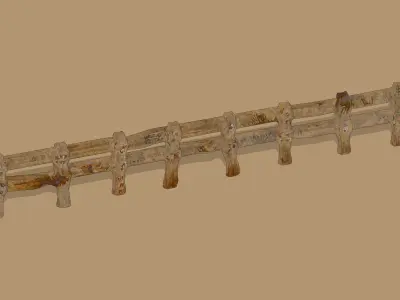 wooden fence Low-poly 3D model