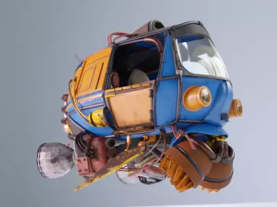 AUTO RICKSHAW Bajaj Tuk-tuk Cyberpunk Taxi 3D model
