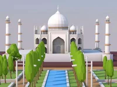 Low Poly Taj Mahal Landmark Low-poly 3D model