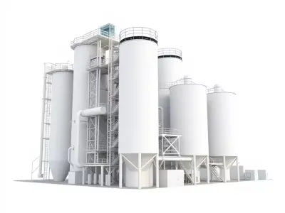 Industrial Silo Complex model pack Low-poly 3D model