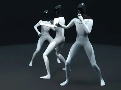 Tesla bot animation fighters Low-poly 3D model