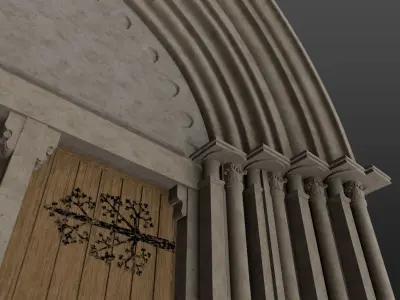 Medieval church gothic portal Low-poly 3D model