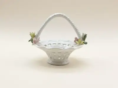 Luxury Pierced Porcelain Miniature Basket Candy Dish 3D model