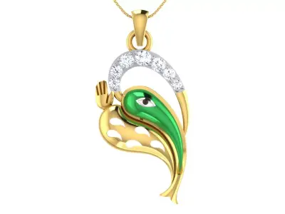 light weight yellow gold  diamond pendent -ZA PN 2121-B-CH 85 3D print model