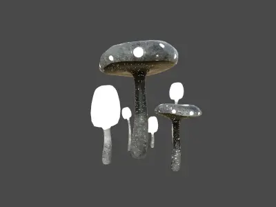 Fantasy Mushroom H10 Black - Scene Backdrop Design Low-poly 3D model
