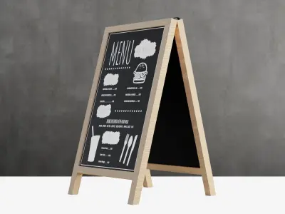 Cafe Bar Menu Stand Low-poly 3D model