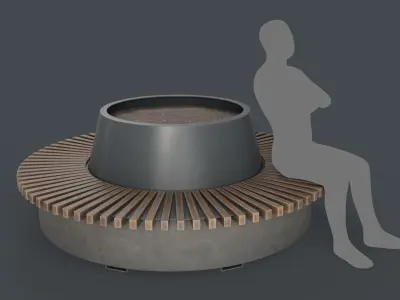 Modern Outdoor Bench 104 PBR Game Ready Low-poly 3D model
